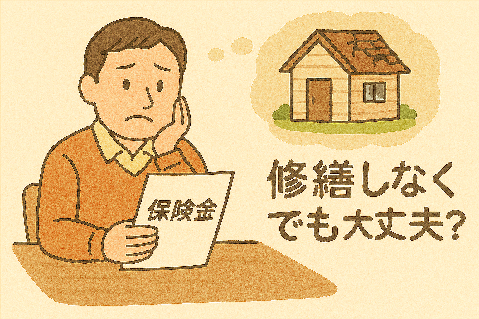 保険料を受け取り、その後修繕しなくとも大丈夫ですか？